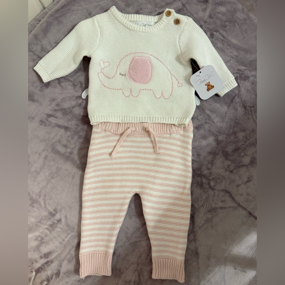 NWT Baby Sweater Set- Pink Elephant